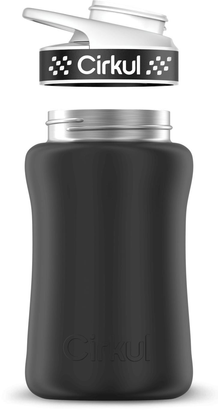 Stainless Steel Bottle & Comfort Grip Lid - black lid